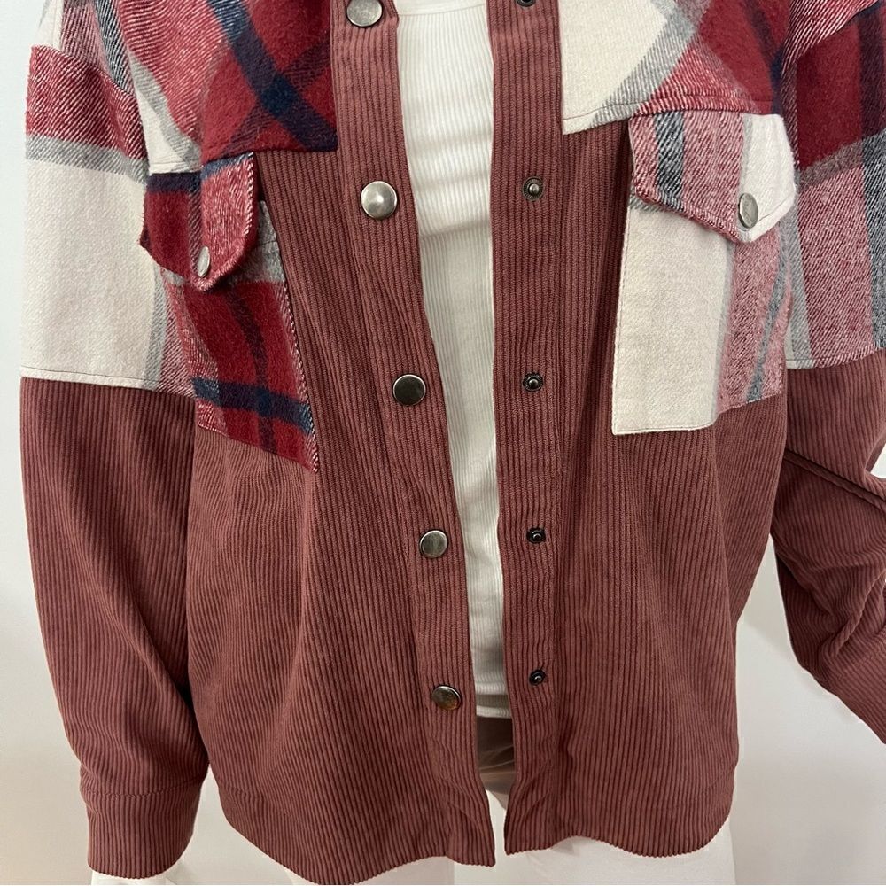 Ces Femme Boutique Dusty Mauve/Plaid Boho Shacket - S - Picture 8 of 13